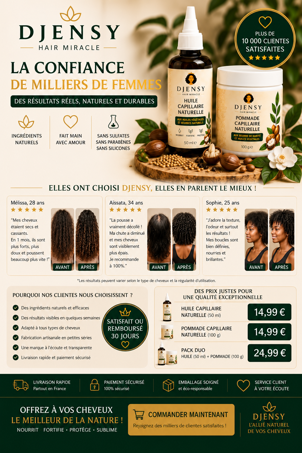 Pommade Capillaire Naturelle – DJENSY Hair Miracle – 100 g