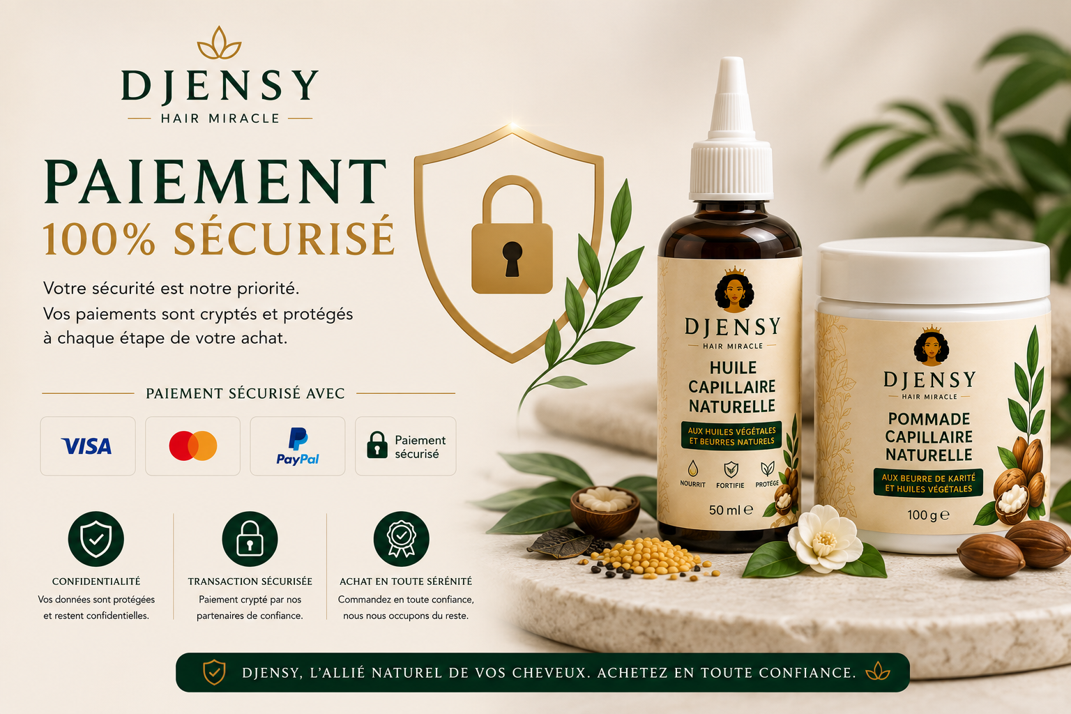 Pack Duo DJENSY – Huile & Pommade Capillaire Naturelle