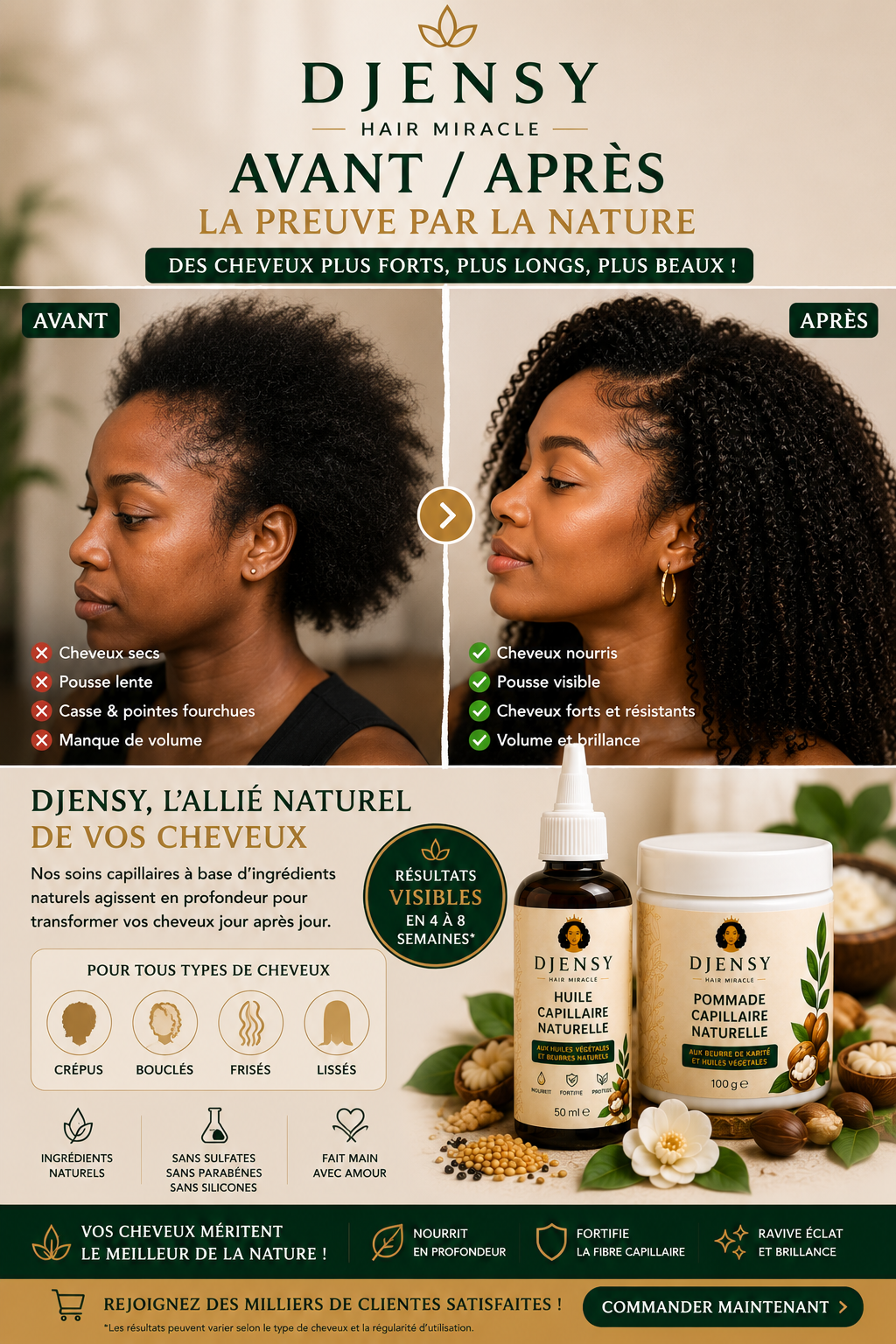 Huile Capillaire Naturelle DJENSY – 50 ml