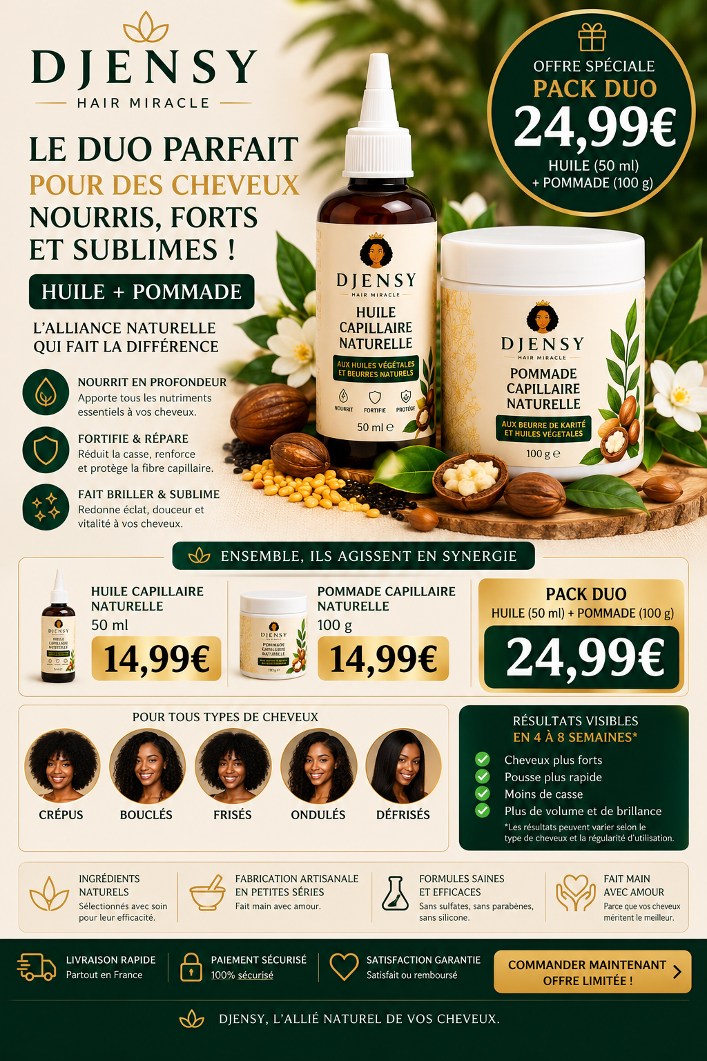 Pack Duo DJENSY – Huile 50 ml & Pommade 100 g