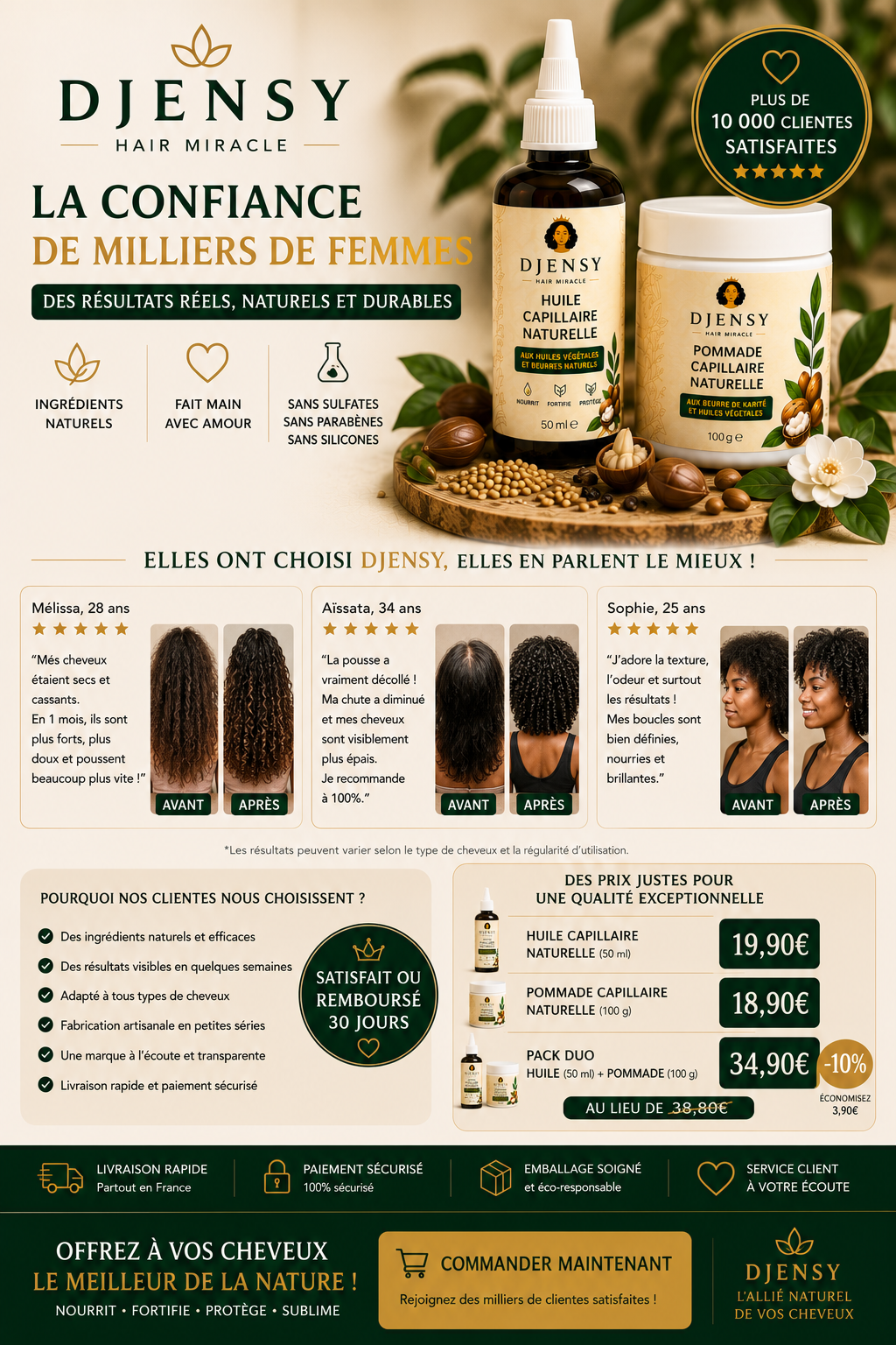 Pack Duo DJENSY – Huile & Pommade Capillaire Naturelle