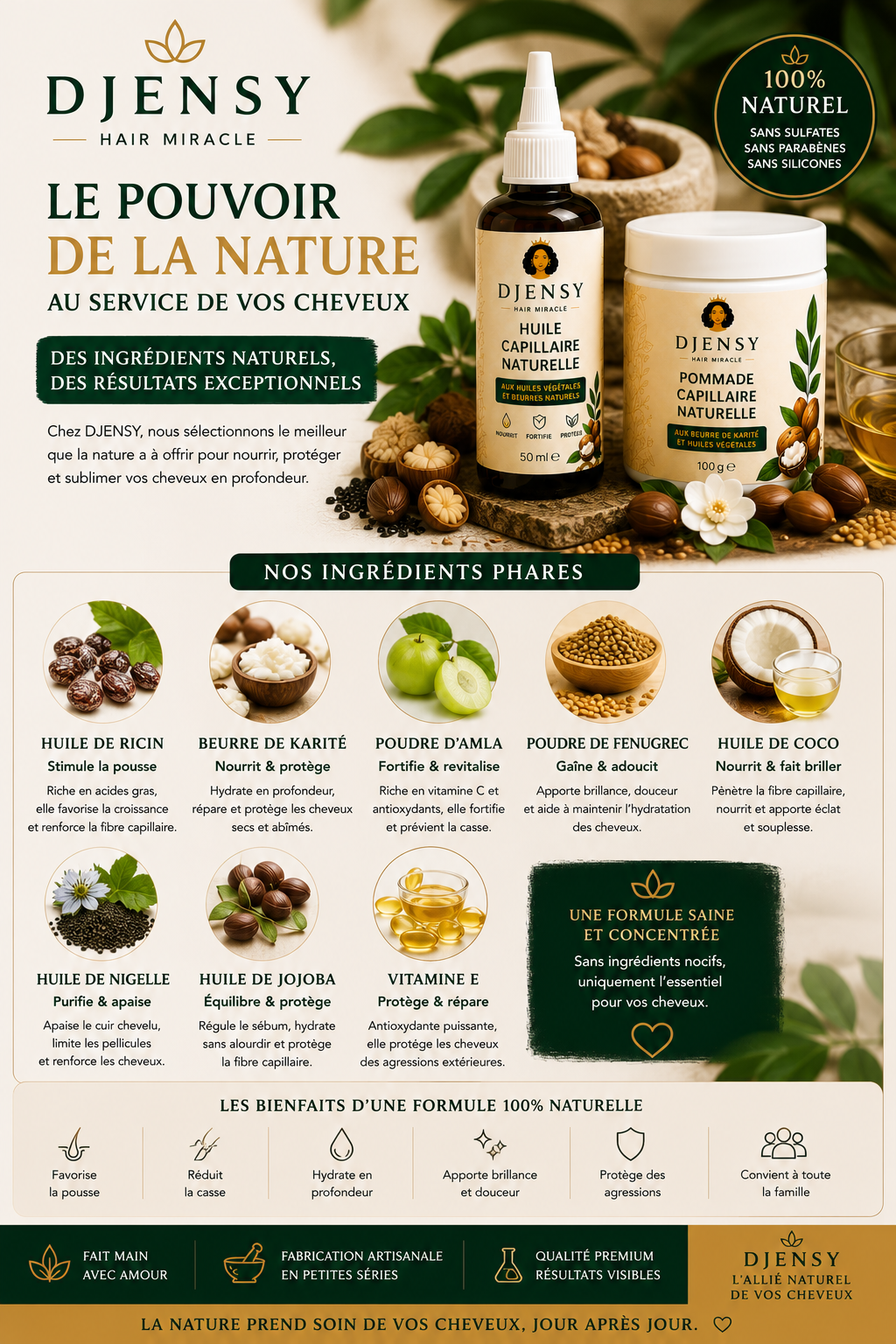 Huile Capillaire Naturelle DJENSY – 50 ml