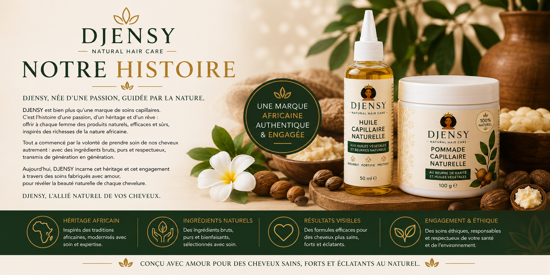 Pack Duo DJENSY – Huile & Pommade Capillaire Naturelle